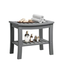 HDPE Shower Bench with Storage Shelf,Waterproof Shower Seat Stool Chair for Bathroom Bathtub,Non-Slip Spa Stool,Indoor Outdoor Use,Space-Saving,No Maintenance