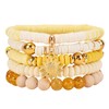 WEWAYSMILE 5 Pcs Preppy Heishi Beaded Bracelet Yellow Surfer Bracelet