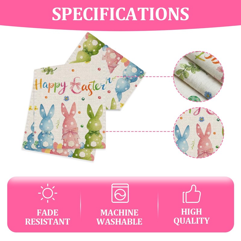Rabbit Bunny Happy Easter Table Runner, Seasonal Spring Kitchen Dining