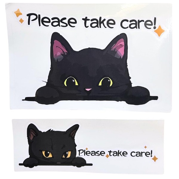 GETON Cute Black Cat Stickers, Set of 2, Stickers, Logo,