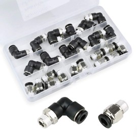 Hamineler 24 PCS Pneumatic Straight Plastic Connectors, 1/8inch NPT Thread 1/4inch Tube OD Pneumatic Elbow and Straight Combination Connect Fittings