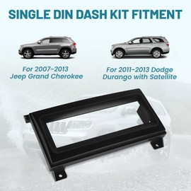 NuIth Single Din Radio Installation Dash Kit for 2007-2013 Jeep Grand Cherokee, 2011-2013 Dodge Durango with Satellite, Car Stereo Install Kit for 1 Din Aftermarket Radio (Dash Kit+Radio Wire)