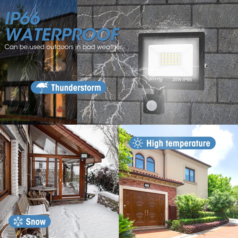 20 W LED Spotlight Motion Sensor, 2000 LM LED Outdoor