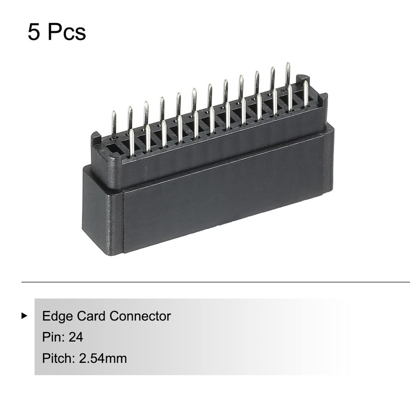 PATIKIL Card Edge Connector Black Socket Rectangular 24 Pin 2.54