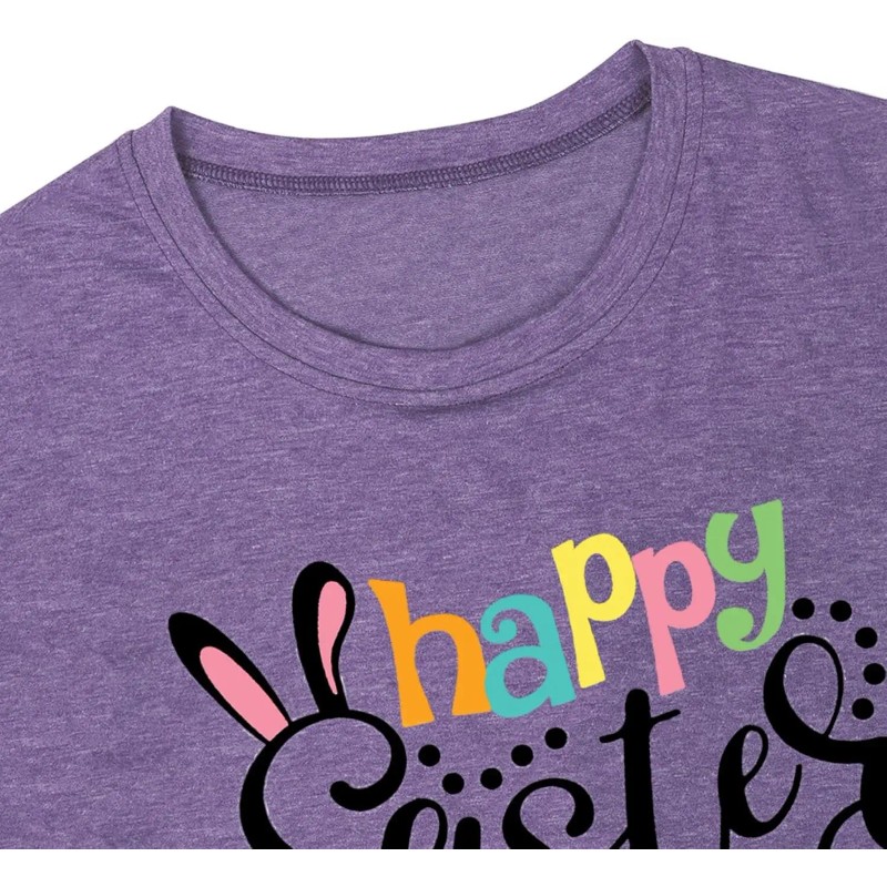 Happy Easter Cute Women's Cotton Sleeveless T-Shirts with Easter Bunny