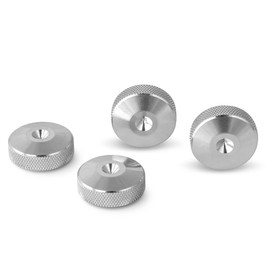 PrecisionGeek - Pads for Speaker Vibration Damper Diameter 20 mm Made of Aluminium with Decorative Ribbed Side for HiFi Speakers, Stands, Cabinets, Soundbars - Pack of 4