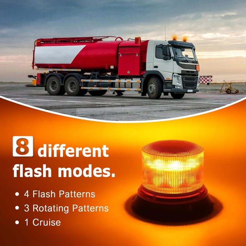Yuanjoy LED Beacon, 12V/24V Yellow Warning Light with Magnet for