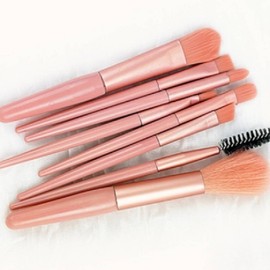 8-Piece Travel Makeup Brush Set Brush Set Pink 3ea