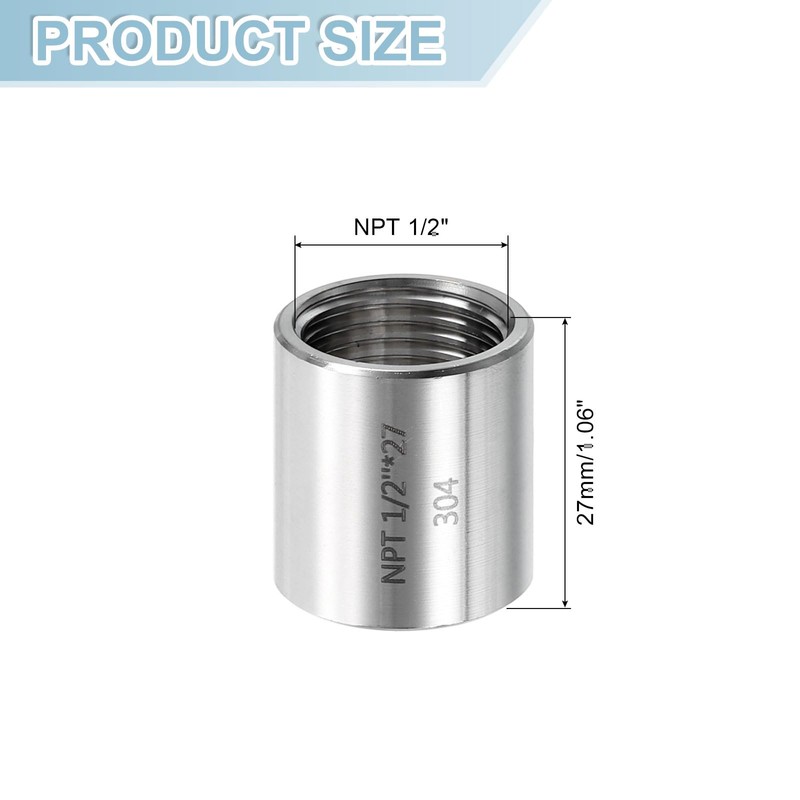 sourcing map NPT 1/2" x1-1/16 304 Stainless Steel Cast Pipe