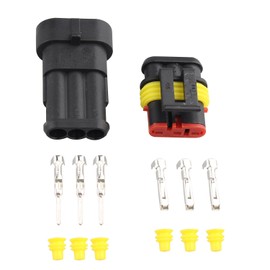 Futheda 10pcs 3 Pin Way Waterproof Connector IP67 Supersealed PA66 Nylon Housing Series Terminal Sockets AC/DC Plug for Motorcycle Scooter Car Truck Quad Bike Caravan Marine Jet Ski Boats