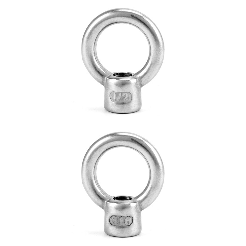 QWORK Lifting Eye Nut, 4 Pack, 1/2" UNC Marine Grade