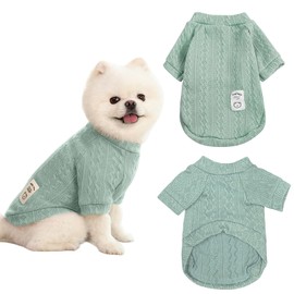 Winmany Sweater for Small Medium Dogs Cats Turtleneck Clothes Chihuahua Yorkie Puppy Plain Green S