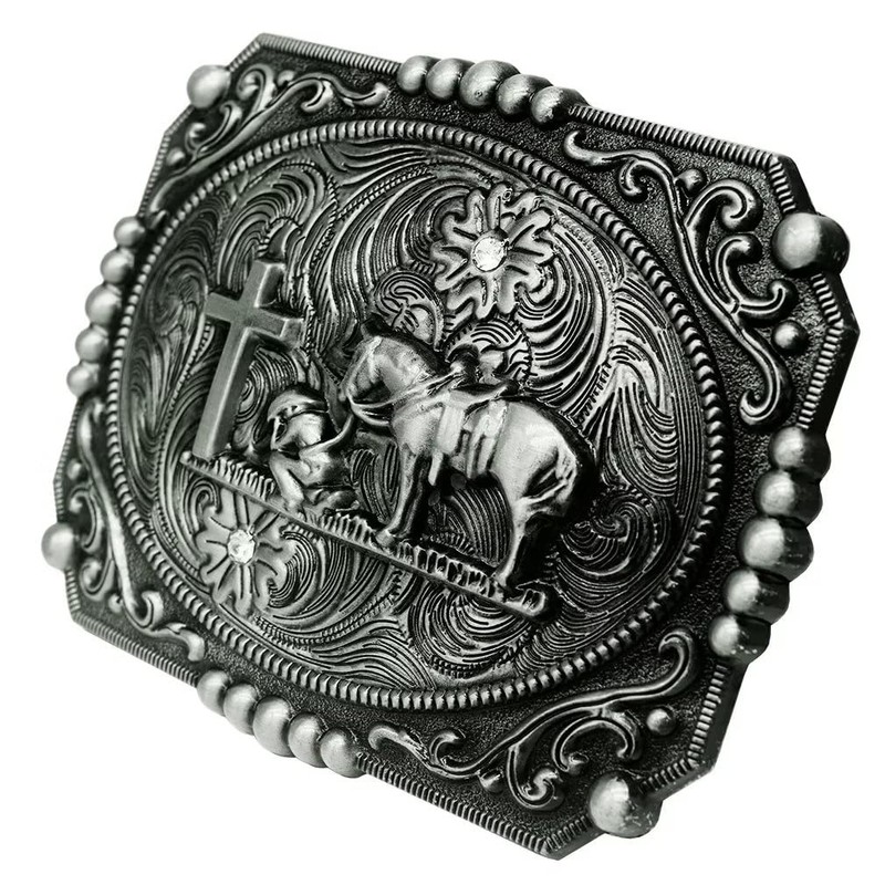 Moranse Religion Cross Cowboy Kneeling Prayer And Horse Design Belt