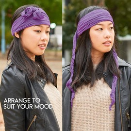CHARM Womens Headband Boho Headwrap - Turban Head Wrap Festival Retro Hair Accessory Pirate Hairband Purple