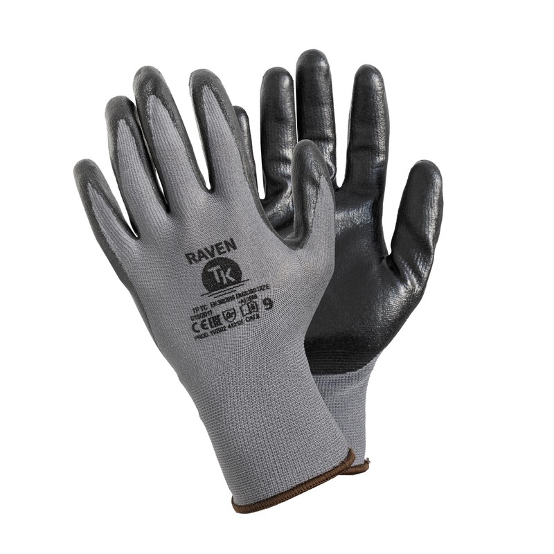 TK Gloves RAVEN/Assembly Gloves/Size 11, 12 Pairs/Grey/Assembly Gloves/Gloves Work Gloves/Intended