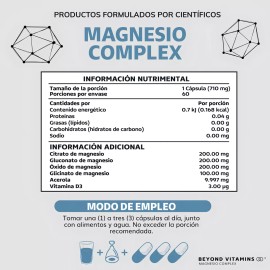  **Magnesium Plus – 4 Formas de Magnesio: Citrato, Glicinato, Gluconato y Óxido de Magnesio | Suplemento Alimenticio – 60 Cápsulas**