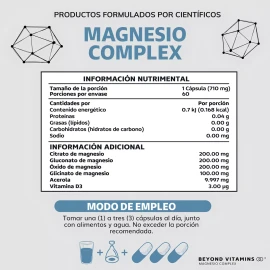  **Magnesium Plus – 4 Formas de Magnesio: Citrato, Glicinato, Gluconato y Óxido de Magnesio | Suplemento Alimenticio – 60 Cápsulas**