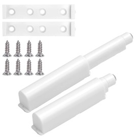 HQdeal Push to Open Door Catches,2Pcs ABS Case Door Cabinet Drawer Hinge, Home Push to Open System Damper Buffer with Magnetic Catches for Cabinet Doors Drawer(White)