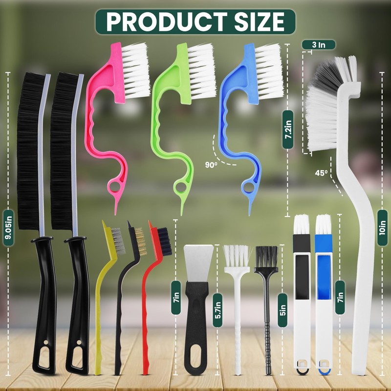 14 Pcs Crevice Cleaning Brush Set – Hard Bristle Cleaning