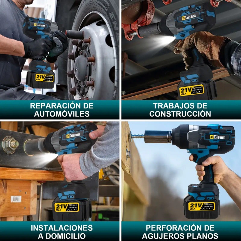 3/4'' Llave Impacto Inalámbrica Sin Escobillas Gisam W4030