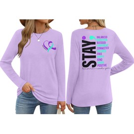 Suicide Awareness Shirt Women Stay Tomorrow Needs You T-Shirt Mental Health Shirts You Matter Inspirational Tops Purple