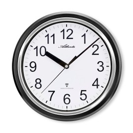 Atlanta Radio Wall Clock Modern Round 28 cm Large Arabic Numbers - 4522/7 (Black)