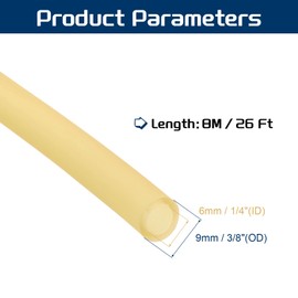 PATIKIL 26 Ft(8M) Rubber Tubing, 1/4"(6mm) ID x 3/8"(9mm) OD Sling Shot Rubber Tubing Natural Latex Rubber Tubing for Exercise Stretching Laboratory Home Hose, Primary Color