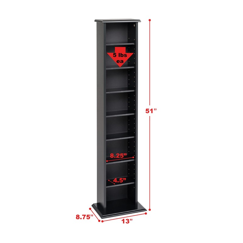 Prepac Narrow Cabinet Media, Slim Multimedia Storage Tower, Black