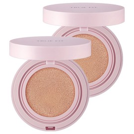 The Saem True Fit Fixer Cushion Foundation 15g, 21 Oat, 2 pcs / 더샘 트루 핏 픽서 쿠션 파운데이션 15g, 21 오트, 2개