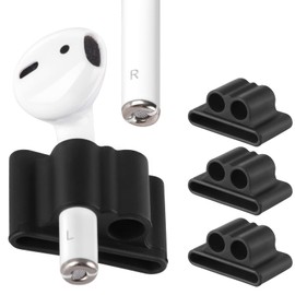 Waenerec Silicone Watch Band Holder for Airpod 1 / Airpod 2 / Airpods Pro Holder 3pcs Portable Anti-Lost Silicone for Airpods Watch Band Holder Airpod Holder Airpods Accessories (Black)