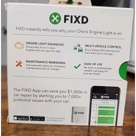FIXD OBD2 Vehicle Health Monitor - Dx 7,000+ Car Problems, New/Sealed - White