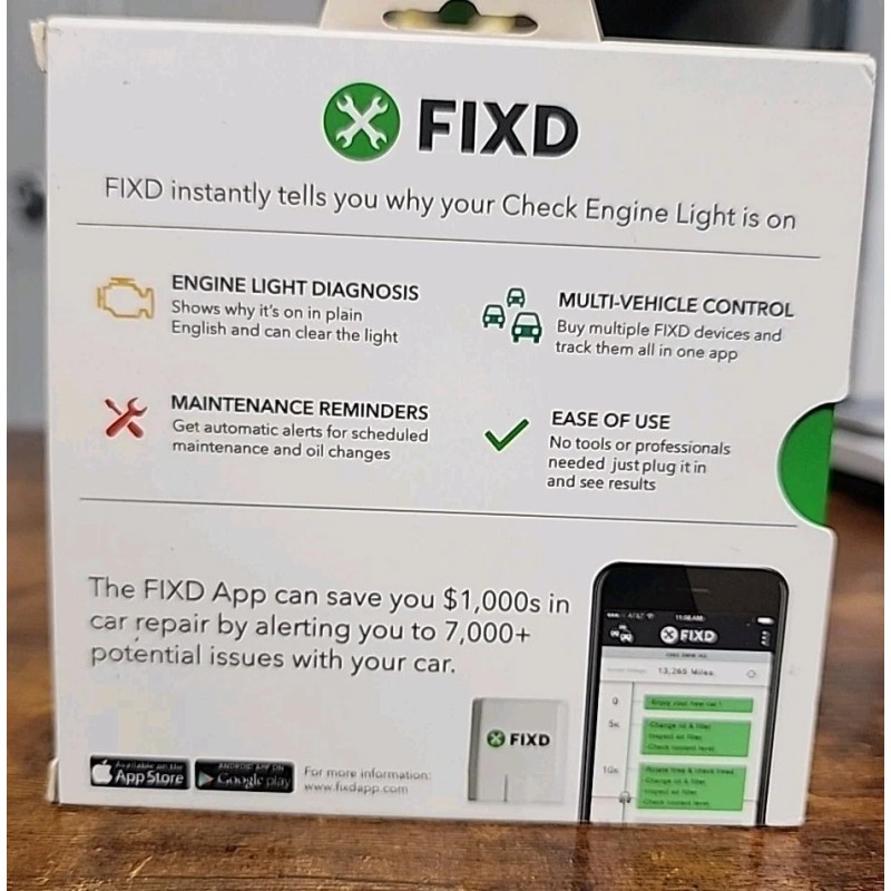 FIXD OBD2 Vehicle Health Monitor - Dx 7,000+ Car Problems,