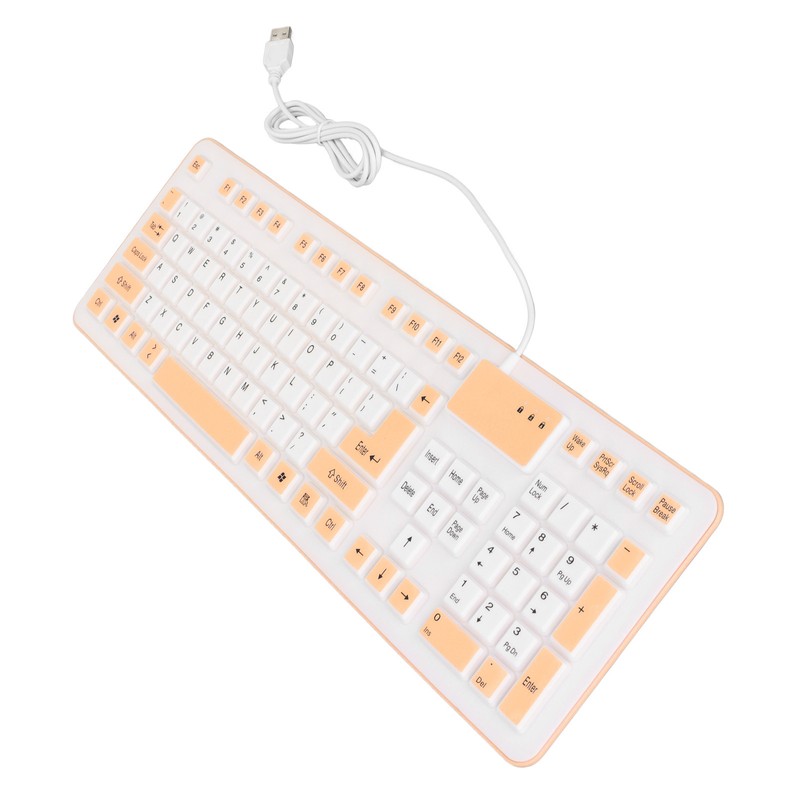 Foldable Silicone Keyboard 106 Keys Waterproof Dustproof Foldable USB Wired