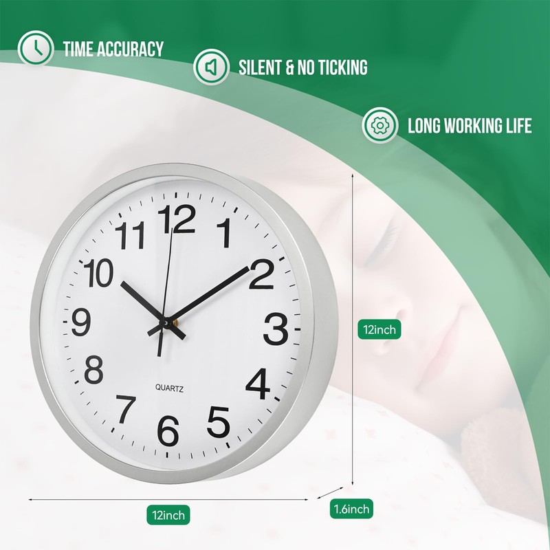 bakbrand Wall Clock Modern Simple Style Round Plastic Decor Clock