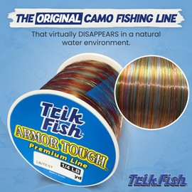 TrikFish Armor Tough Camouflage Monofilament Fishing Line - Stealthy & Strong - Camo Monofilament Line for Freshwater & Saltwater Fishing - Bulk 1/4LB Spool of Mono