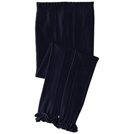 Jefferies Socks Girls 2-6x Pima Cotton Ruffle Footless Tights, Navy, 8-10 Years