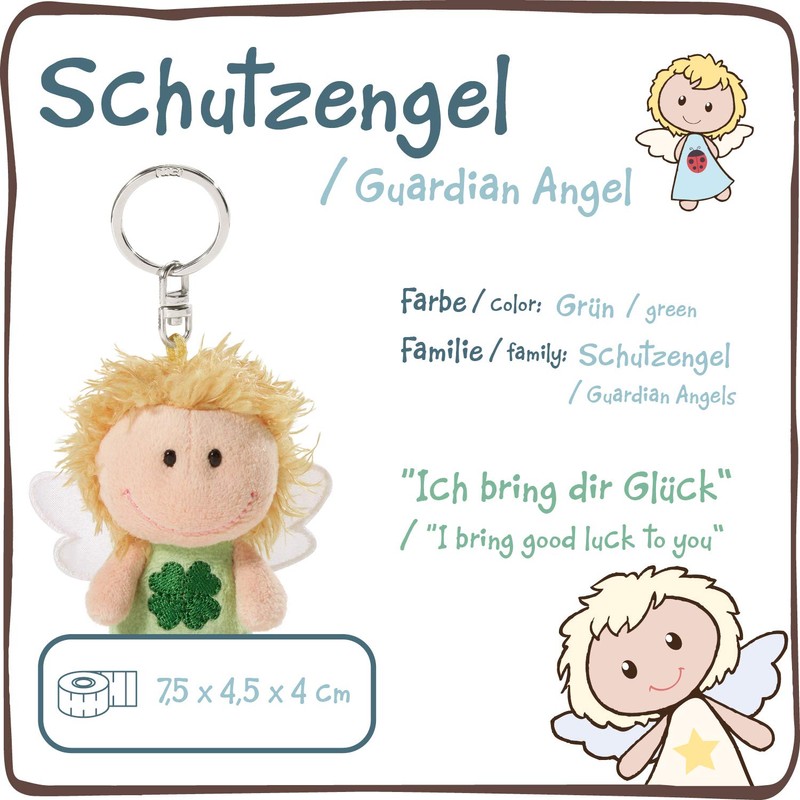 NICI Guardian Angel Key Ring, 7 cm, Green