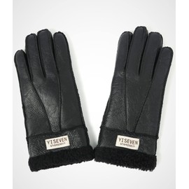 YISEVEN Women's Winter Sheepskin Shearling Leather Gloves Mittens Wool Cuffs Driving Heated Warm Thick Fur Lined Soft Wool Lining Furry for Cold Weather Driving Work, Blackish XL