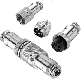 RUNCCI-YUN 2 Sets GX16 5Pin Aviation Plug, Circular Metal Aviation Plug, GX16 Male Female Connector 5Pin Panel Mounting Cable Connector