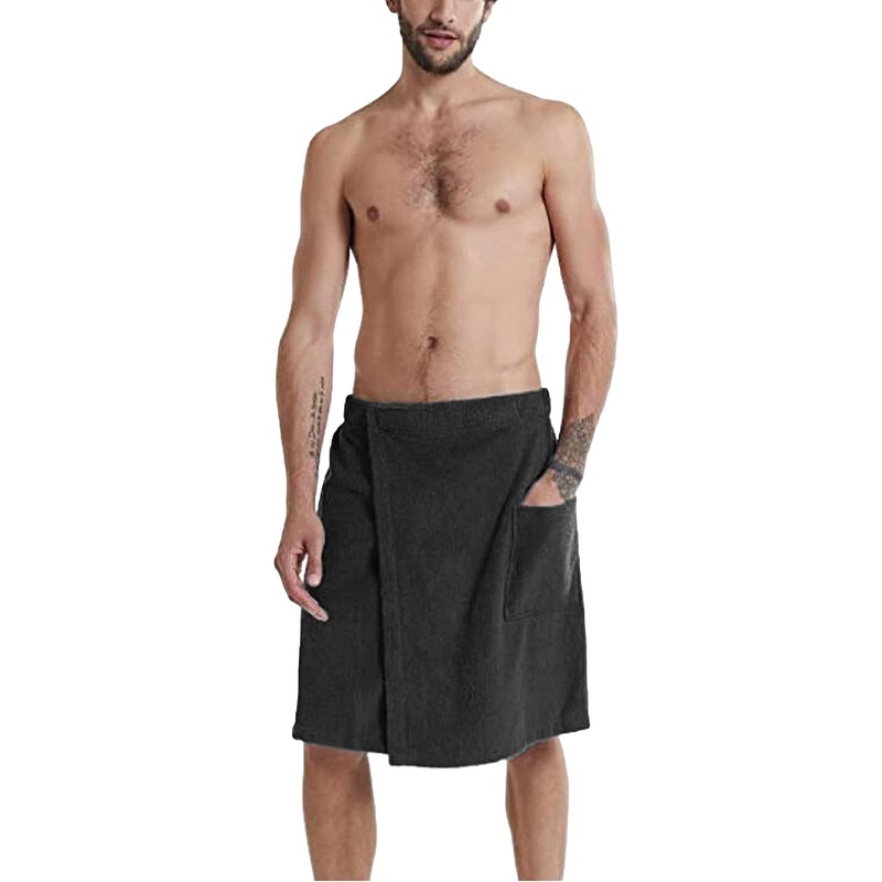 ANUFER Mens Adjustable Bath Towel Wrap - Wearable Towel Skirt