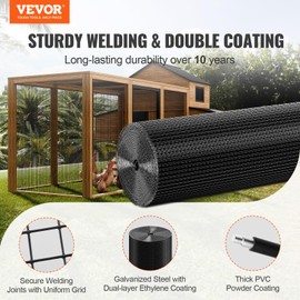 VEVOR Hardware Cloth, 48'' x 50' 1/2inch Galvanized Wire Mesh Roll, 19 Gauge Chicken Wire Fence Roll, Vinyl Coating Metal Wire Mesh for Chicken Coop Barrier, Rabbit Snake Fences, Poultry Enclosures