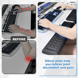 2-Piece L-Shaped Desk Elbow Pad for Desk, Memory Foam Elbow Support Pads, Non-Slip Ergonomic Desk Edge Cushion for Table or Desk Edge, Separate Design (11.8 * 3.9 inch)