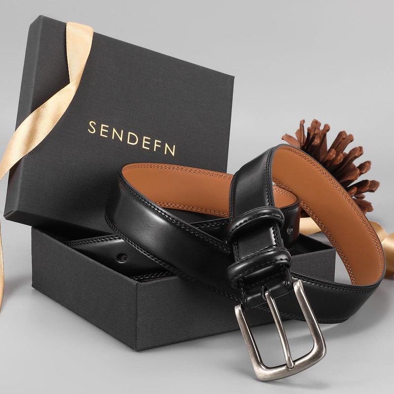 SENDEFN Men's Leather Jeans Belt for Dress Casual Trim to