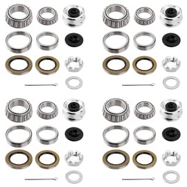 Racewill 4 Sets Trailer Hub Wheel Bearing Kit, Inner Bearing 25580/25520 Outer Bearing 02475/02420 with Grease Seal 10-36 and 10-10, Fit for 8000 lbs Axles