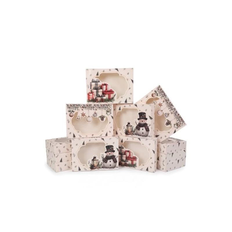 12 Pack Large Christmas Cookie Boxes, Warm