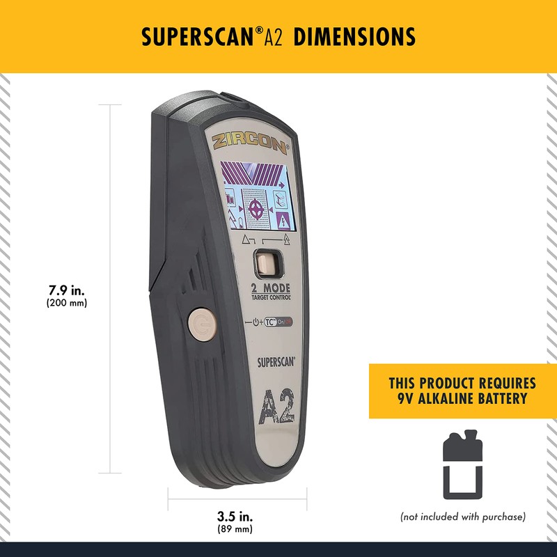 Zircon SuperScan A2 Advanced Stud Finder with 2 Mode Target