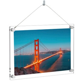 BlueValley 8 1/2 x 11 Acrylic Picture Frame, Clear Plexiglass Poster Photo Certificate Frame, Plastic Frameless A4 Letter Size Floating Frame with Standoff for Wall Mount & Tabletop Desktop Display, Horizontal/Vertical