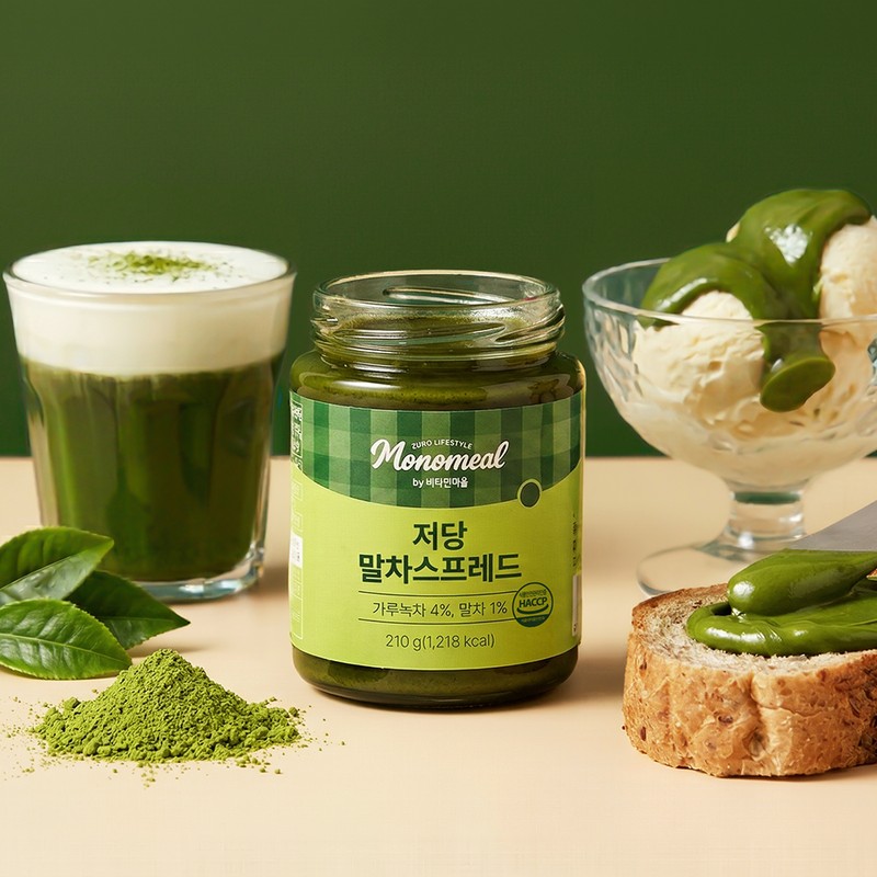Vitamin Village Monomil Low Sugar Jam Allulose Matcha Spread, 210g,