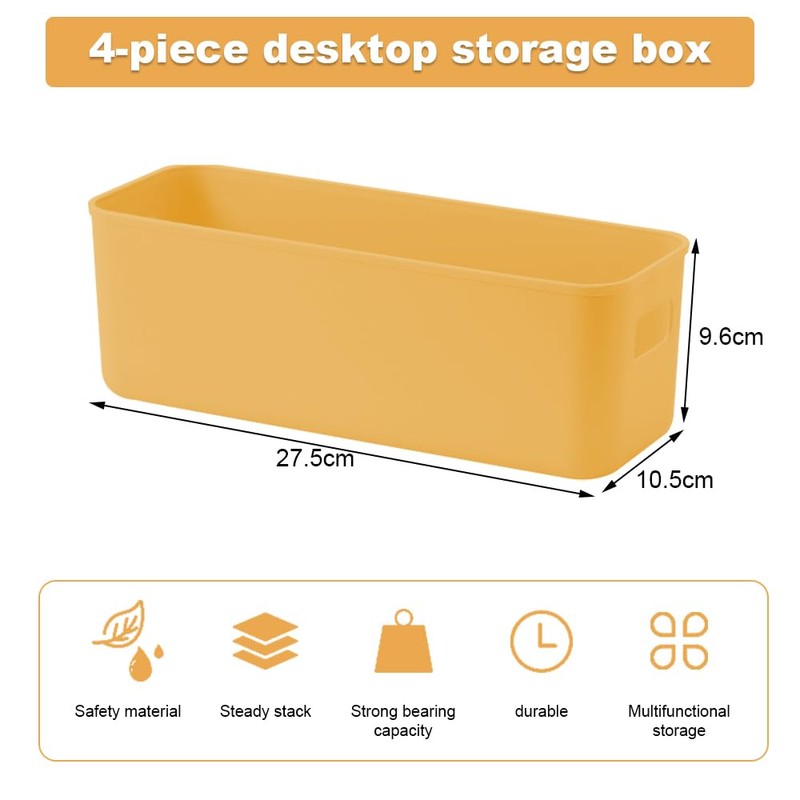 GmeDhc 4PCS Thick Plastic Storage Basket, Rectangular Storage Boxes, Storage