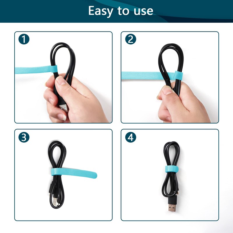 50PCS Reusable Cable Ties, Adjustable Cable Ties, Fastening Cable Ties,Microfiber